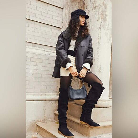 Free People Banks Over-The-Knee Boots Black Suede 36.5 - Picture 1 of 7